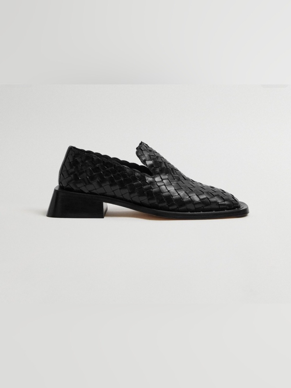 Miista Skye Loafers - Black Woven Leather Size 42